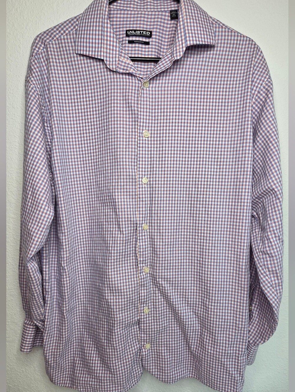 Kenneth Cole Purple and White Micro-Check Dress Shirt